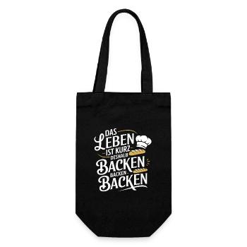 Das Leben ist kurz - nutze es zum Backen - Geschenkbeutel für Flaschen - Schwarz - Vorne