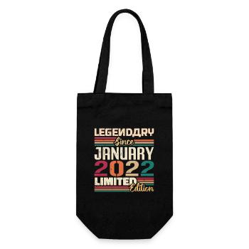 Birthday Gift Born In January 2022 - 2022 - Gift Bag for Bottles - black - Front