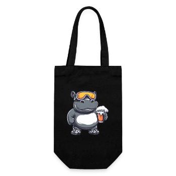 Hippopotamus Après Ski Beer Comic - Gift Bag for Bottles - black - Front