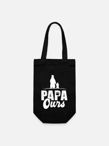 papa ours cadeau t shirt papa ours fête des pères - Sac à bouteille - noir