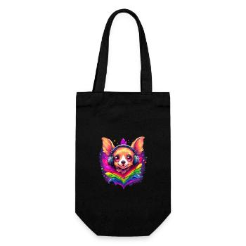 Regenbogenfahne Chihuahua Pride Hund bunte Liebe - Geschenkbeutel für Flaschen - Schwarz - Vorne