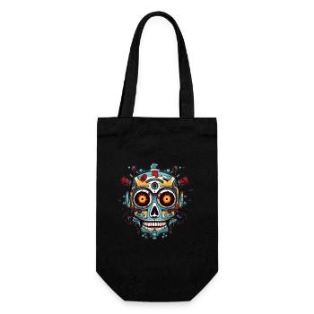 Mexican skull of robot - Gift Bag for Bottles - black - Front