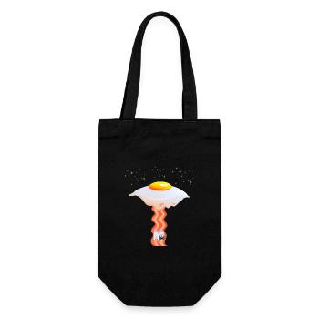 Drôle de design oeuf frit ufo faisceaux poivre sel - Sac à bouteille - noir - Devant