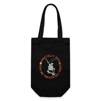Halloween Skater Skeleton with Trick Saying Skating - Gift Bag for Bottles - black - Front