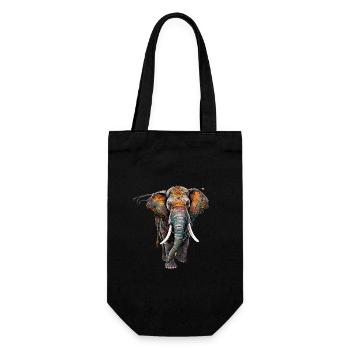 Bunter Elefant im Boho Ethno Style - Geschenkbeutel für Flaschen - Schwarz - Vorne