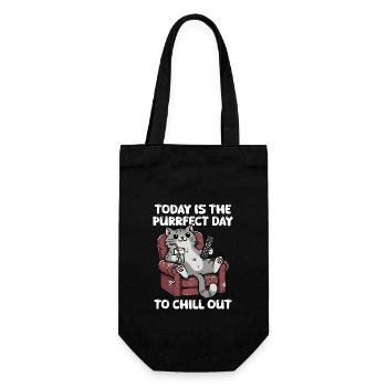 Today is the purrfect day to chill out - funny cat - Gift Bag for Bottles - black - Front