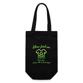 Slow fashion saying design with plant sustainable - Gift Bag for Bottles - black - Front