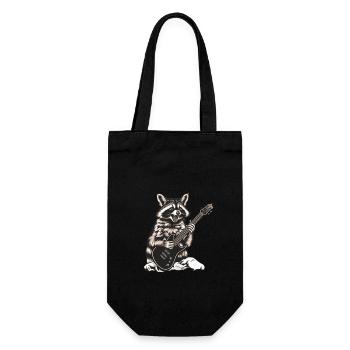 Raccoon rocking out on an electric guitar - Gift Bag for Bottles - black - Front