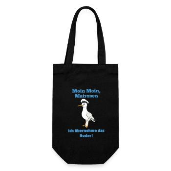 Moin Moin Matrosen ich übernehme das Ruder Möwe - Geschenkbeutel für Flaschen - Schwarz - Vorne