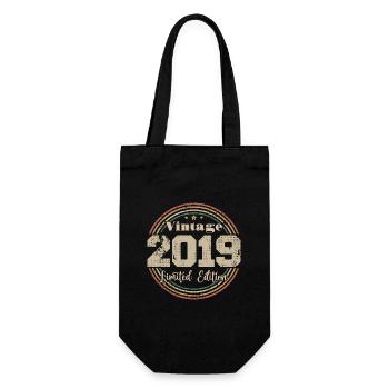 2019 Retro Vintage Birthday Born In - 2019 - Gift Bag for Bottles - black - Front
