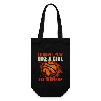 I Know I Play Like A Girl Try Keep Up | Basketball - Gift Bag for Bottles - black - Front