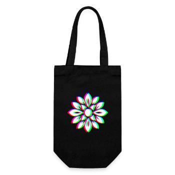 EDM Trikolor - Floral Mandala - Glitch Rave style - Geschenkbeutel für Flaschen - Schwarz - Vorne