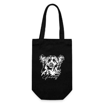 POWDERPUFF Chinese Crested Dog Portrait Wilsigns - Geschenkbeutel für Flaschen - Schwarz - Vorne