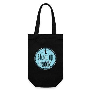 Vintage SUP Stand Up Paddeln | Sommerferien-Sonnen - Geschenkbeutel für Flaschen - Schwarz - Vorne