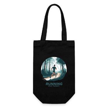 Running is My Therapy – Laufen in der Natur - Geschenkbeutel für Flaschen - Schwarz - Vorne