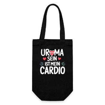 Uroma-Cardio Geburtstag Uroma Beste Uroma - Geschenkbeutel für Flaschen - Schwarz - Vorne