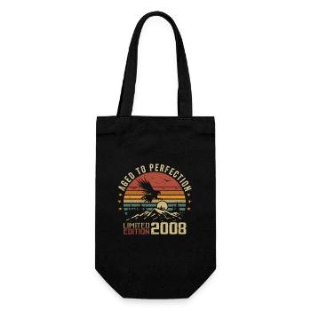 Jahrgang 2008 Limitierte Auflage 2008 Retro 2008 - Geschenkbeutel für Flaschen - Schwarz - Vorne