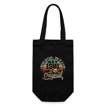 Mai 1981 Geburtstag Mai 1981 Geschenk 1981 Mai - Geschenkbeutel für Flaschen - Schwarz - Vorne