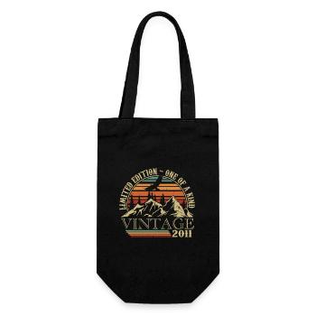 2011 Vintage Geschenk Jubiläum 2011 Retro 2011 - Geschenkbeutel für Flaschen - Schwarz - Vorne