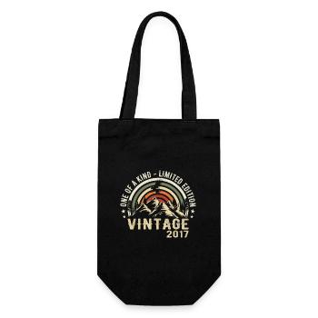 Born in 2017 Vintage 2017 Retro Birthday 2017 - Gift Bag for Bottles - black - Front