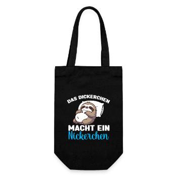 Faultier Schlafshirt Dickerchen macht Nickerchen - Geschenkbeutel für Flaschen - Schwarz - Vorne