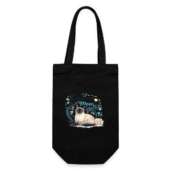 Siamese mom with blue heart paws - Gift Bag for Bottles - black - Front