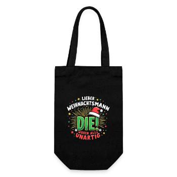 lieber weihnachtsmann weihnachtsshirt damen Herren - Geschenkbeutel für Flaschen - Schwarz - Vorne