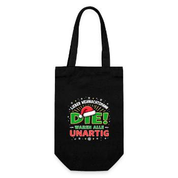 Weihnachts Shirt Weihnachtsmann Weihnachten - Geschenkbeutel für Flaschen - Schwarz - Vorne