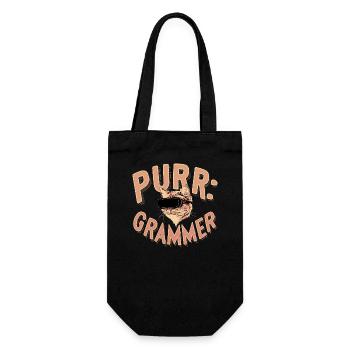 Purr-Grammer Katze Coder Lustig IT Nerd Präsent - Geschenkbeutel für Flaschen - Schwarz - Vorne