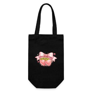 Tender strawberries with pink bow - Gift Bag for Bottles - black - Front