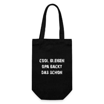 Opa backt das schon - unser backender Opa - Geschenkbeutel für Flaschen - Schwarz - Vorne