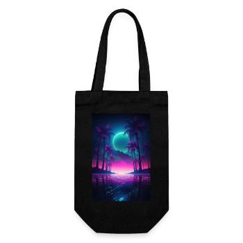 Eine Flucht in die Synthwave Retrowave Oase - Geschenkbeutel für Flaschen - Schwarz - Vorne