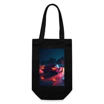 Future Drive: Neon Spuren vom Synthwave Abenteuer - Geschenkbeutel für Flaschen - Schwarz - Vorne