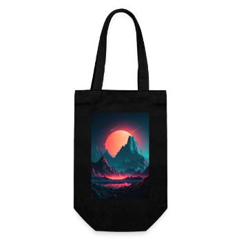 Eine Synthwave Retrowave Sinfonie in den Bergen - Geschenkbeutel für Flaschen - Schwarz - Vorne