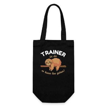 Trainer Losgehen Faultier Schlafen Lustige Fitness - Geschenkbeutel für Flaschen - Schwarz - Vorne