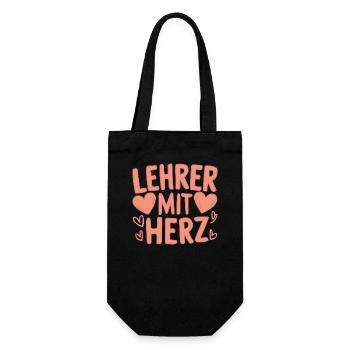 LehrerHerz Dankeschön Inspiration Motivation - Geschenkbeutel für Flaschen - Schwarz - Vorne