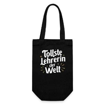 Tollste Lehrerin Welt Dankeschön Präsent - Geschenkbeutel für Flaschen - Schwarz - Vorne