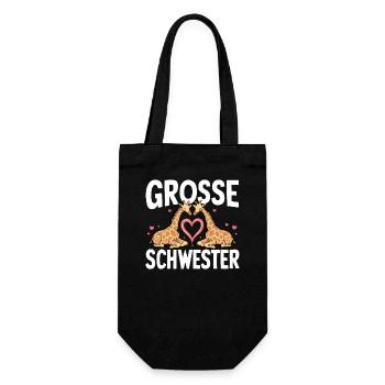 Große Schwester-Giraffen Schwangerschaft - Geschenkbeutel für Flaschen - Schwarz - Vorne