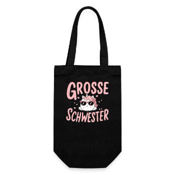 Große Schwester Einhorn Schwangerschaft - Geschenkbeutel für Flaschen - Schwarz - Vorne