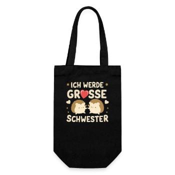 Ich werde große Schwester Igel Schwangerschaft - Geschenkbeutel für Flaschen - Schwarz - Vorne