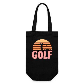 Golf-Fan Freude Ball Schläger Tee Spiel Grün - Geschenkbeutel für Flaschen - Schwarz - Vorne