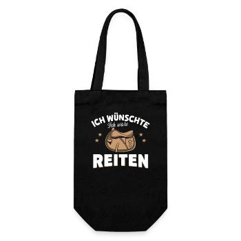 Ich wünschte, ich wäre reiten - Geschenkbeutel für Flaschen - Schwarz - Vorne