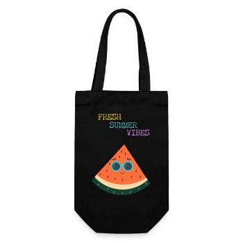 Funny Melon - Fresh Summer Vibes - Geschenkidee - Geschenkbeutel für Flaschen - Schwarz - Vorne
