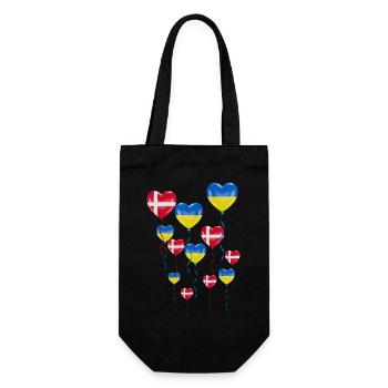 Denmark Solidarity and a heart for Ukraine - Gift Bag for Bottles - black - Front