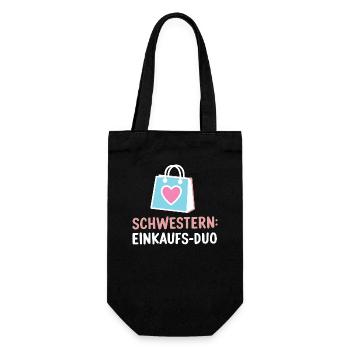 Schwestern-Einkaufs Duo: Lustig Beste Schwester - Geschenkbeutel für Flaschen - Schwarz - Vorne