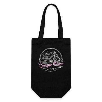 Camper Mama Lustig Zelten Wandern Wohnwagen Natur - Geschenkbeutel für Flaschen - Schwarz - Vorne