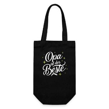 Opa ist der Beste Geburtstag Vatertag Du wirst Opa - Geschenkbeutel für Flaschen - Schwarz - Vorne