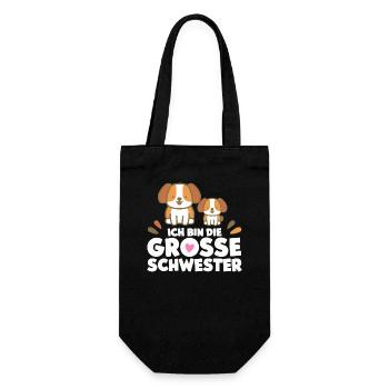 Große Schwester Welpen Lustiges - Geschenkbeutel für Flaschen - Schwarz - Vorne