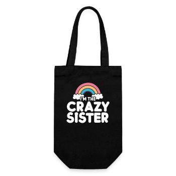 Verrückte Schwester Regenbogen Große Schwester - Geschenkbeutel für Flaschen - Schwarz - Vorne