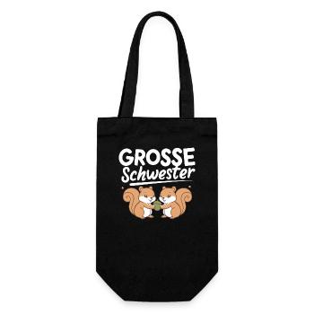 Große Schwester Eichhörnchen Babyparty - Geschenkbeutel für Flaschen - Schwarz - Vorne